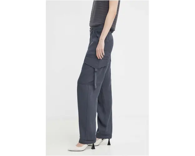 G-Star Raw pantaloni femei, culoarea gri, fason cargo, high waist, D24598-D521
