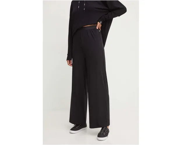 BOSS pantaloni femei, culoarea negru, lat, high waist, 50525712