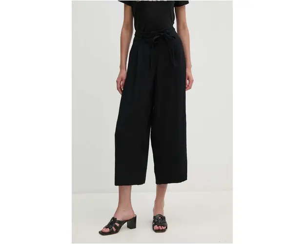 Dkny pantaloni femei, culoarea negru, lat, high waist, P4EKTX63