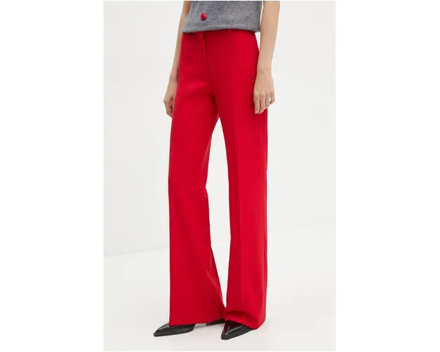 MSGM pantaloni femei, culoarea rosu, lat, high waist, 3741MDP01.247621