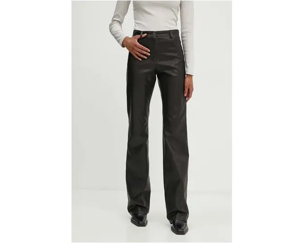MSGM pantaloni femei, culoarea negru, drept, high waist, 3741MDP03L.247622