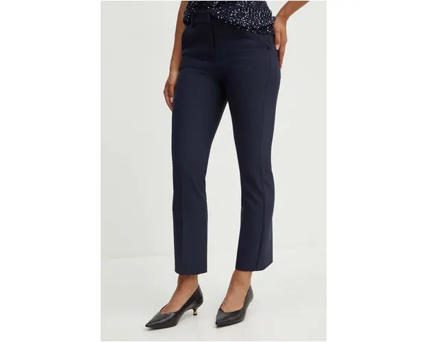 Weekend Max Mara pantaloni femei, culoarea albastru marin, mulata, high waist, 2425136031600