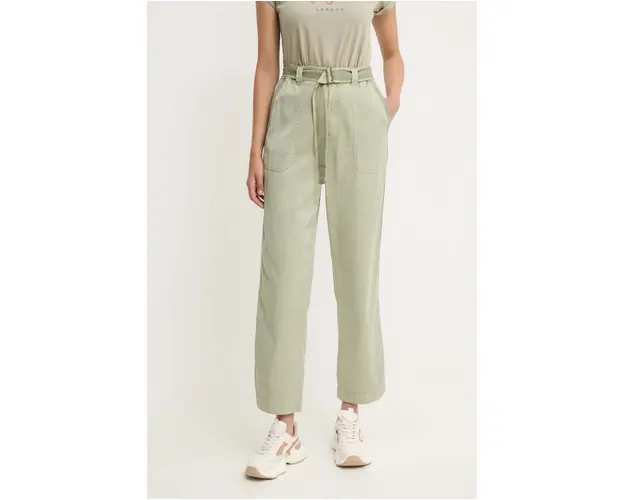 Pepe Jeans pantaloni AYLIN femei, culoarea verde, drept, high waist, PL211763
