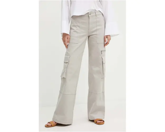 MAX&Co. pantaloni femei, culoarea gri, drept, high waist, 2426136021200