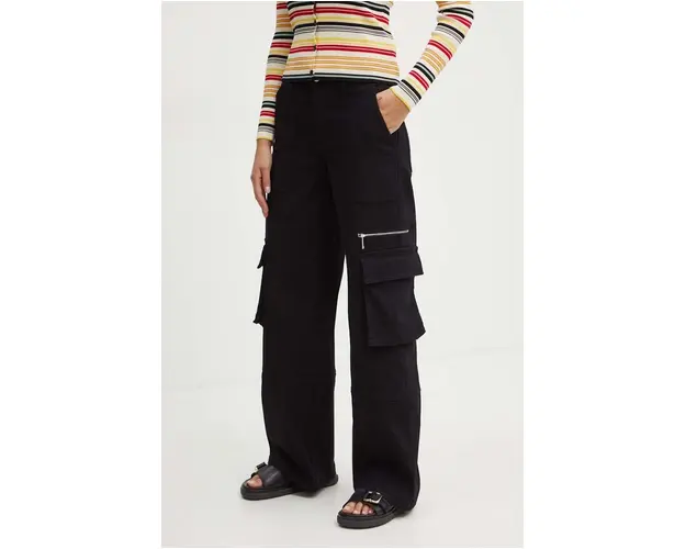 MAX&Co. pantaloni femei, culoarea negru, drept, high waist, 2426136021200