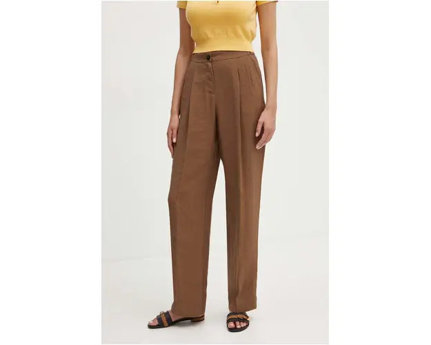 MAX&Co. pantaloni femei, culoarea maro, lat, high waist, 2426136061200