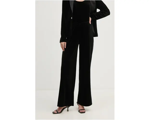 Joseph Ribkoff pantaloni de catifea culoarea negru, lat, high waist, 244927