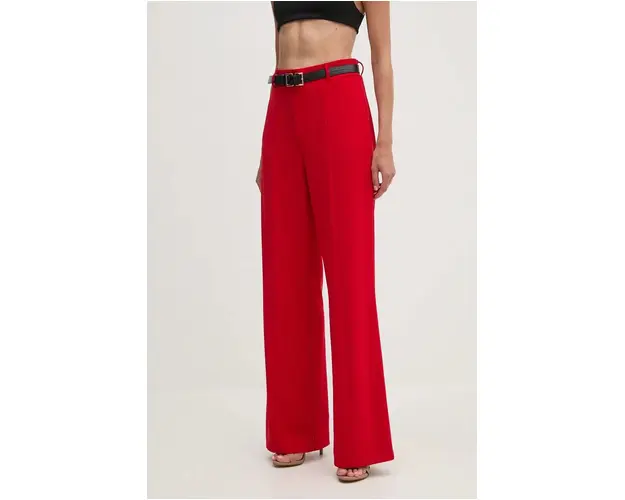 Joseph Ribkoff pantaloni femei, culoarea rosu, drept, high waist, 244093