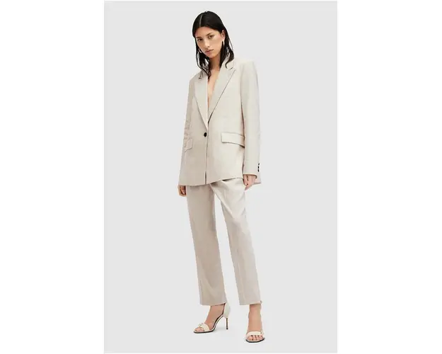 AllSaints pantaloni de in pentru copii WHITNEY TROUSER culoarea bej, drept, medium waist, W017QA