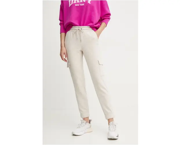 Dkny pantaloni de trening culoarea bej, neted, DP4P3504