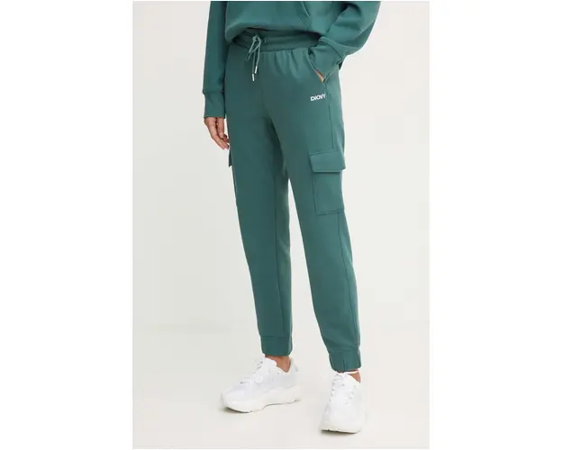 Dkny pantaloni de trening culoarea verde, neted, DP4P3504
