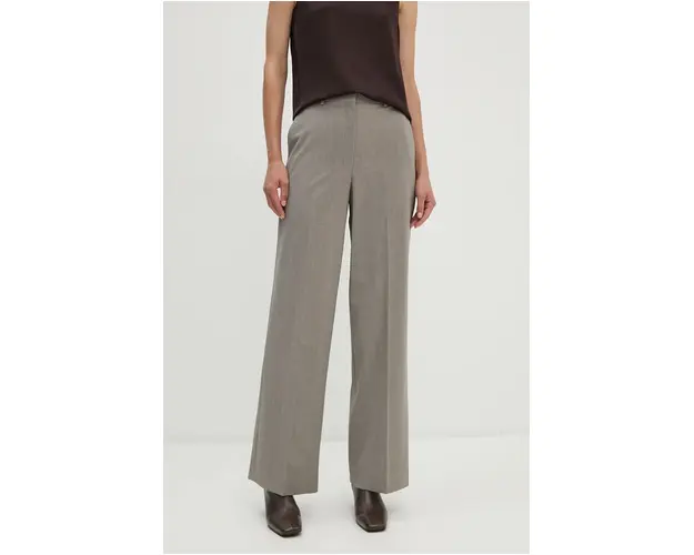 Theory pantaloni de lana culoarea gri, drept, high waist, O0101208