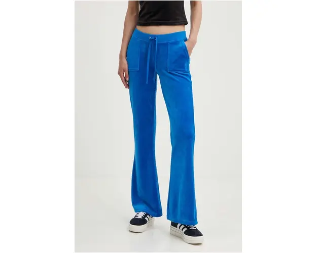 Juicy Couture pantaloni de trening din velur CAISA LOW RISE PANT neted, JCSEBJ008