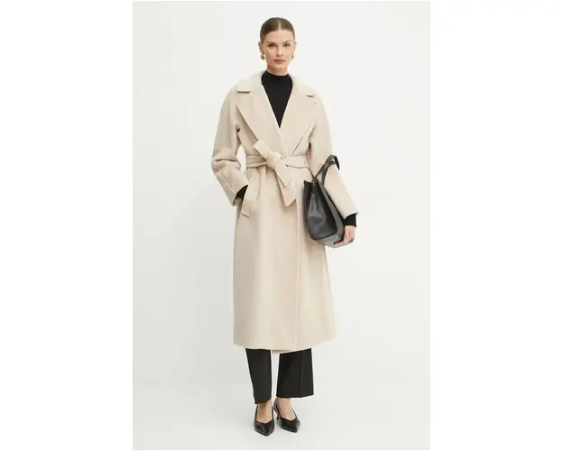 Weekend Max Mara pantaloni din lana culoarea negru, fason tigareta, high waist, 2425136032600