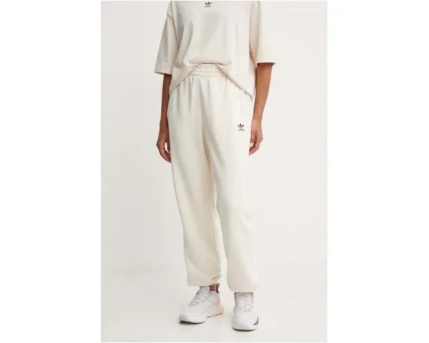 adidas Originals pantaloni de trening din bumbac culoarea bej, neted, IY4995