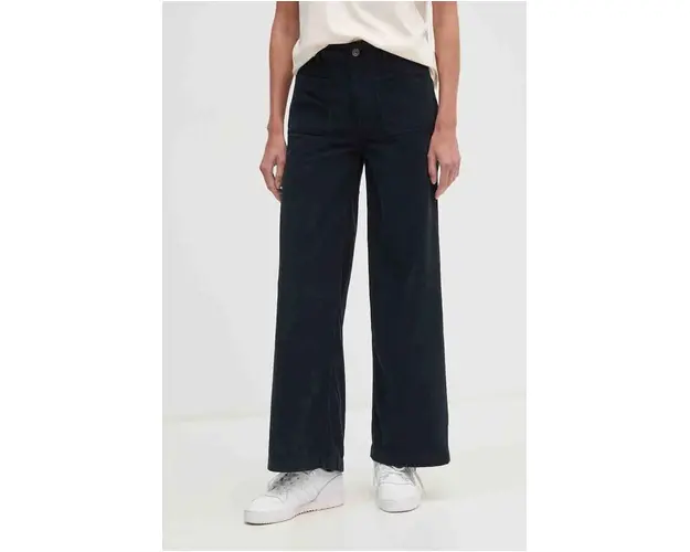 Pepe Jeans pantaloni de catifea cord CELIA culoarea albastru marin, fason culottes, high waist, PL211776