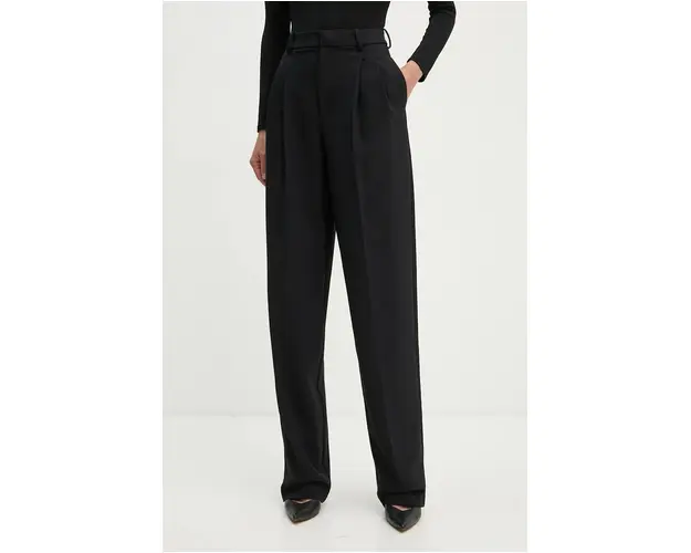 Elisabetta Franchi pantaloni femei, culoarea negru, drept, high waist, PA05247E2