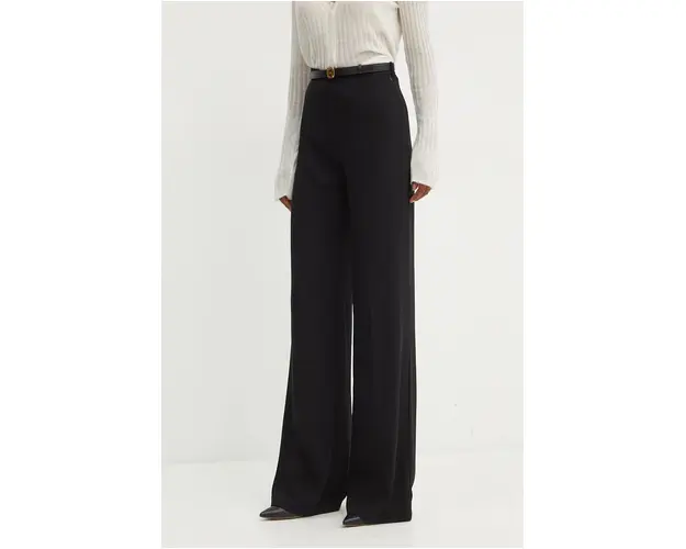 Elisabetta Franchi pantaloni femei, culoarea negru, lat, high waist, PA06147E2