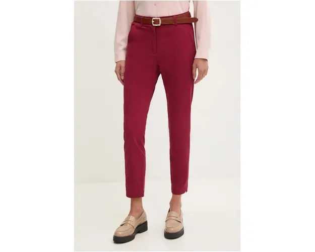 Sisley pantaloni femei, culoarea bordo, drept, medium waist, 4AI655AH6