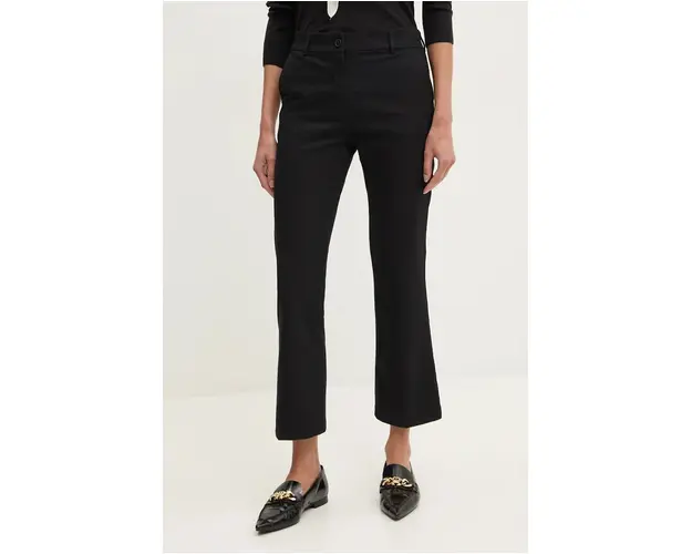 Sisley pantaloni femei, culoarea negru, drept, high waist, 45G2LE02X
