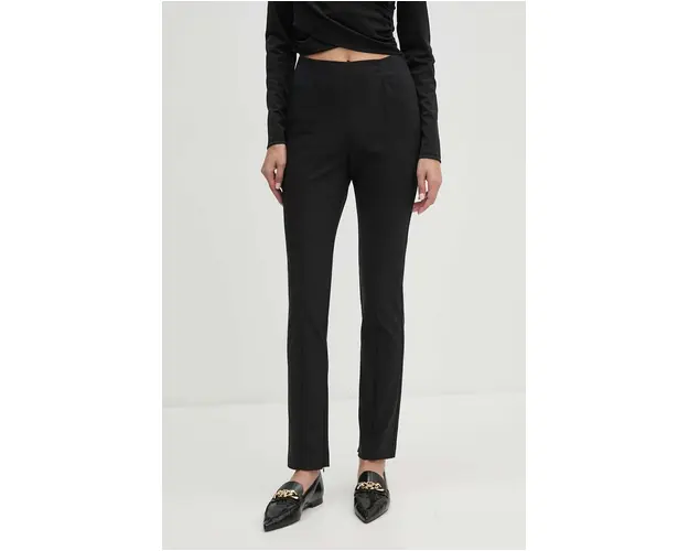 Sisley pantaloni femei, culoarea negru, mulata, high waist, 44IYLF05Q