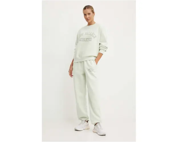 New Balance pantaloni de trening culoarea verde, cu imprimeu, WP43500NUM