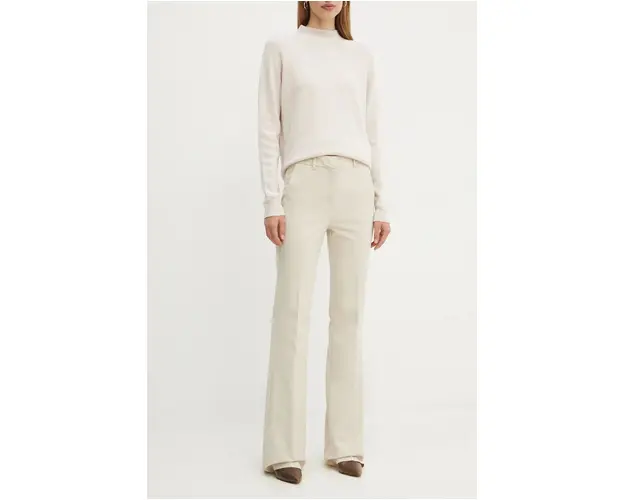 Marella pantaloni femei, culoarea bej, lat, high waist, 2423136202200