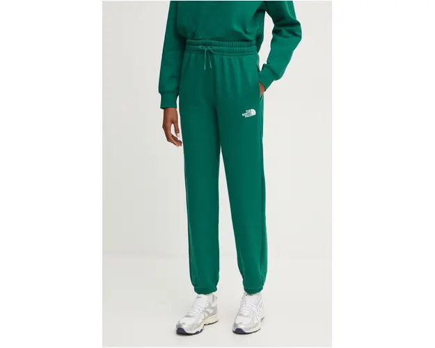 The North Face pantaloni de trening din bumbac Essential Jogger culoarea verde, neted, NF0A8A6KNL11
