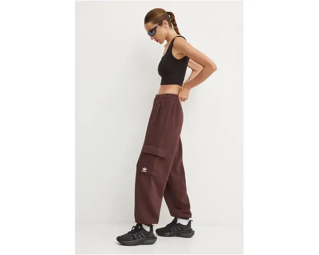 adidas Originals pantaloni de trening culoarea maro, neted, IW5722