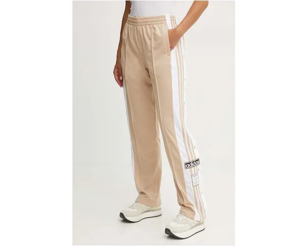 adidas Originals pantaloni Adicolor femei, culoarea bej, cu imprimeu, IY2130