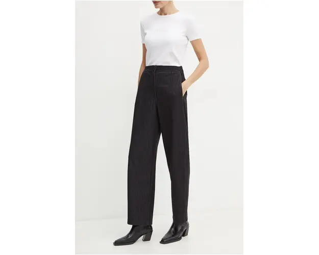 MAX&Co. pantaloni femei, culoarea negru, drept, high waist, 2426786013200