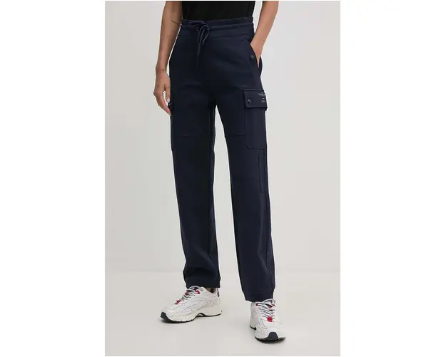 Aeronautica Militare pantaloni de trening culoarea albastru marin, neted, PF944DF559