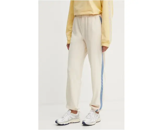 Billabong pantaloni de trening New School culoarea bej, cu imprimeu, ABJNP00445