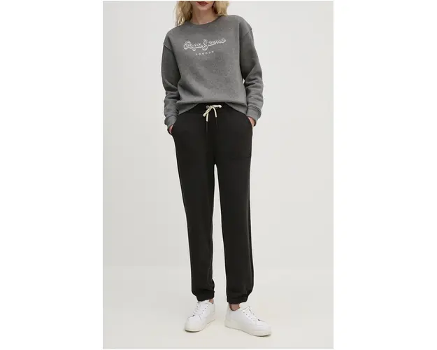 Aeronautica Militare pantaloni femei, culoarea negru, neted, PF963DF568