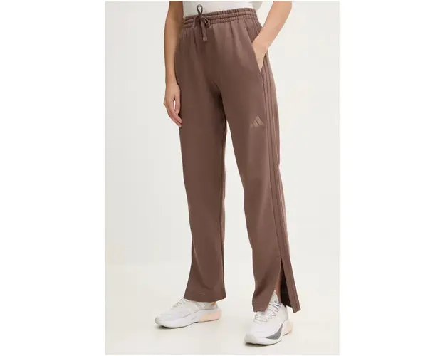adidas pantaloni de trening din bumbac All SZN culoarea maro, neted, JI9107