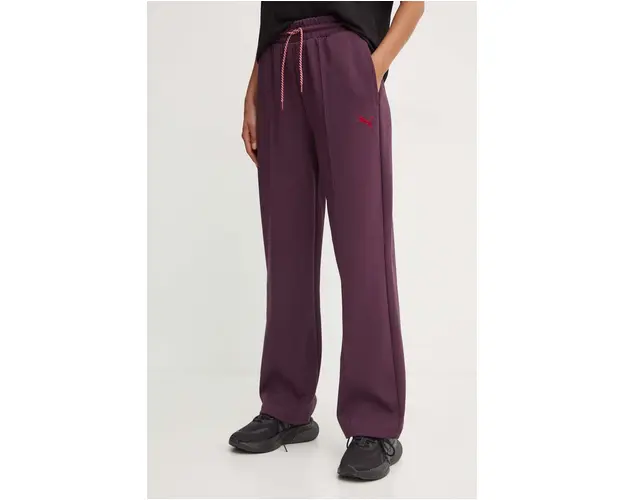 Puma pantaloni de trening culoarea bordo, neted, 626638