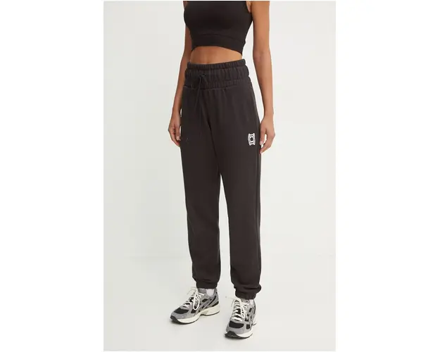 Puma pantaloni de trening din bumbac culoarea negru, neted, 627597