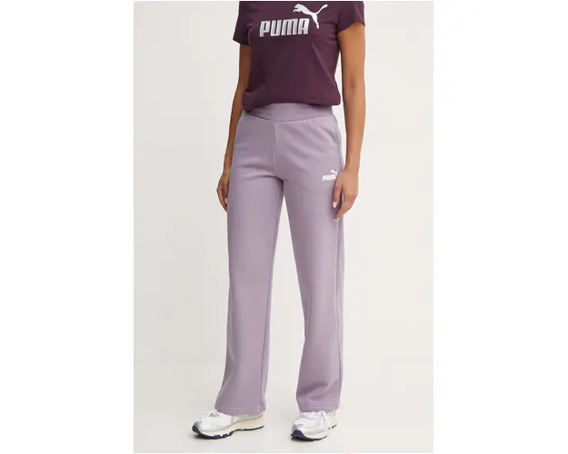 Puma pantaloni de trening culoarea violet, neted, 676093
