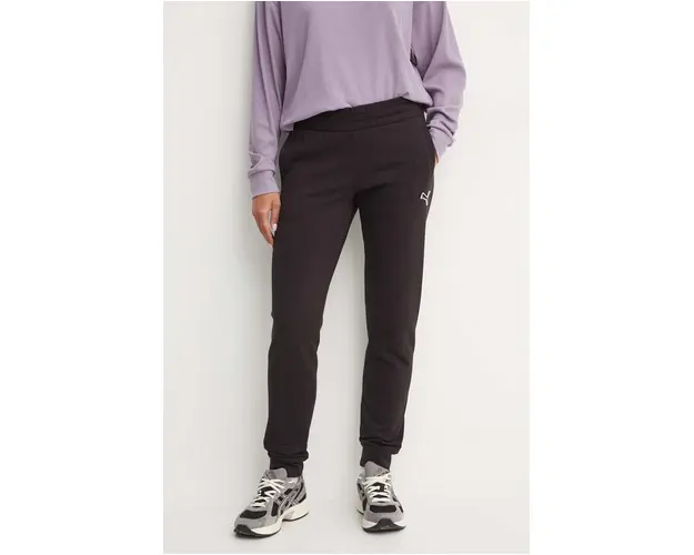 Puma pantaloni de trening din bumbac culoarea negru, neted, 676805