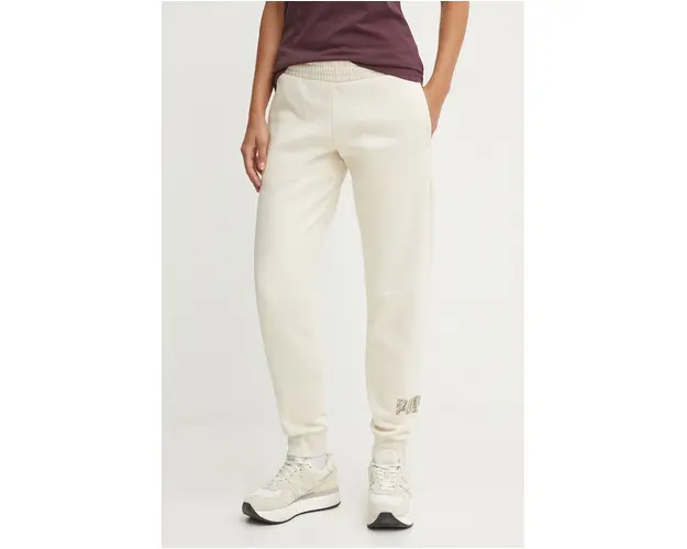 Puma pantaloni de trening culoarea bej, cu imprimeu, 681496