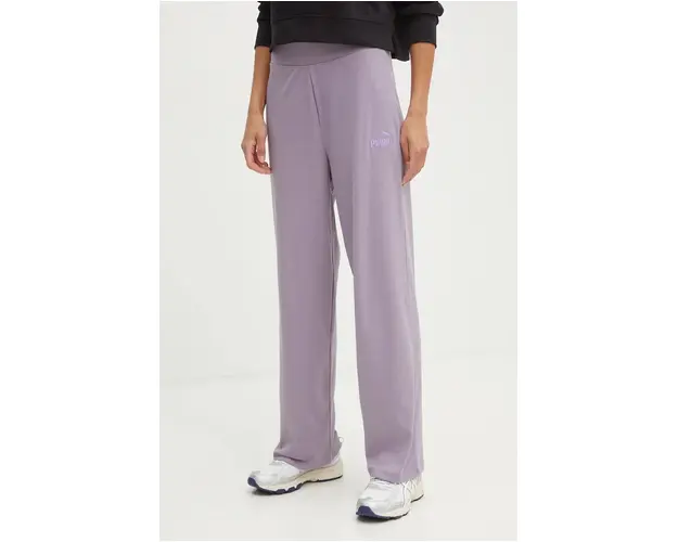 Puma pantaloni de trening culoarea violet, neted, 681501