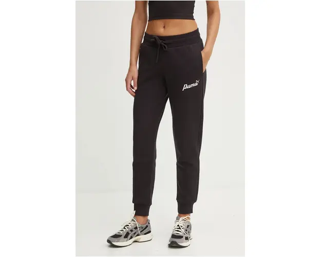 Puma pantaloni femei, culoarea negru, neted, 681536