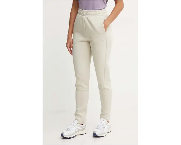 Puma pantaloni de trening culoarea gri, neted, 681672