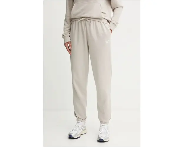 Reebok pantaloni de trening culoarea bej, neted, 100205955