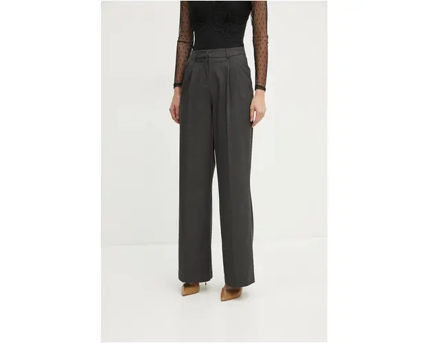 Morgan pantaloni PANNI.F femei, culoarea gri, drept, high waist, PANNI.F