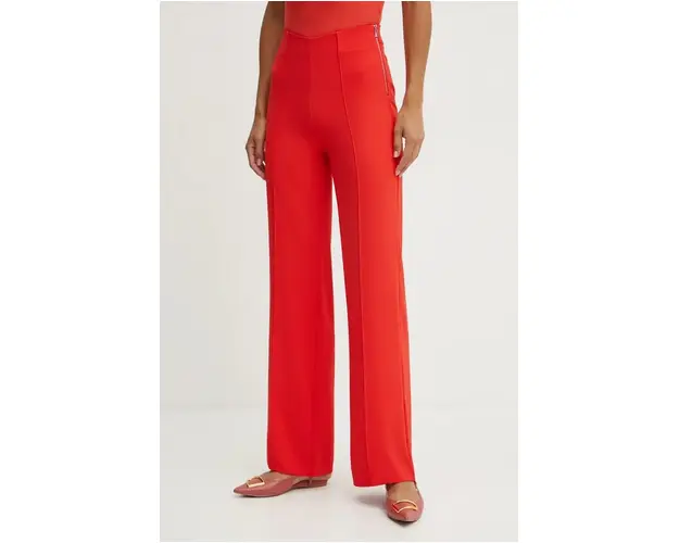 Morgan pantaloni PBARY femei, culoarea rosu, drept, high waist, PBARY
