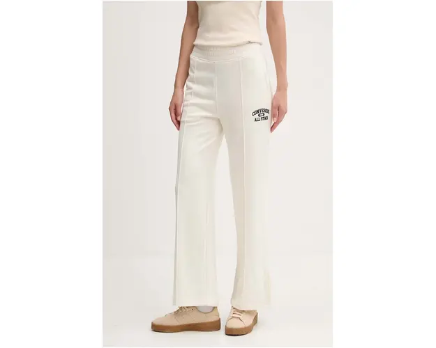 Converse pantaloni de trening culoarea bej, cu imprimeu, 10026779-A03