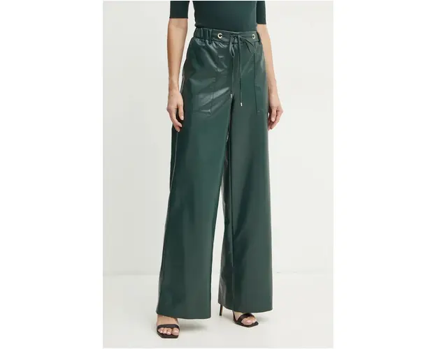 Simona Corsellini pantaloni femei, culoarea verde, lat, high waist, A24CPPA006