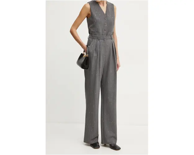 Simona Corsellini pantaloni din lana culoarea gri, lat, high waist, A24CPPA014