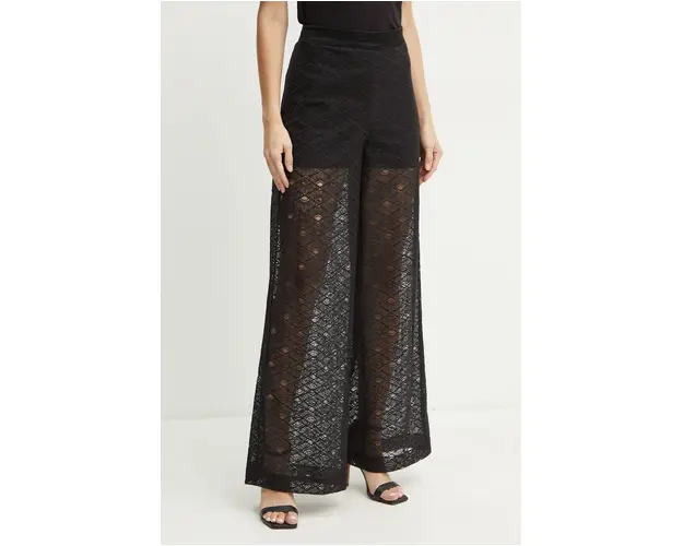 Karl Lagerfeld pantaloni femei, culoarea negru, drept, high waist, 246W1007